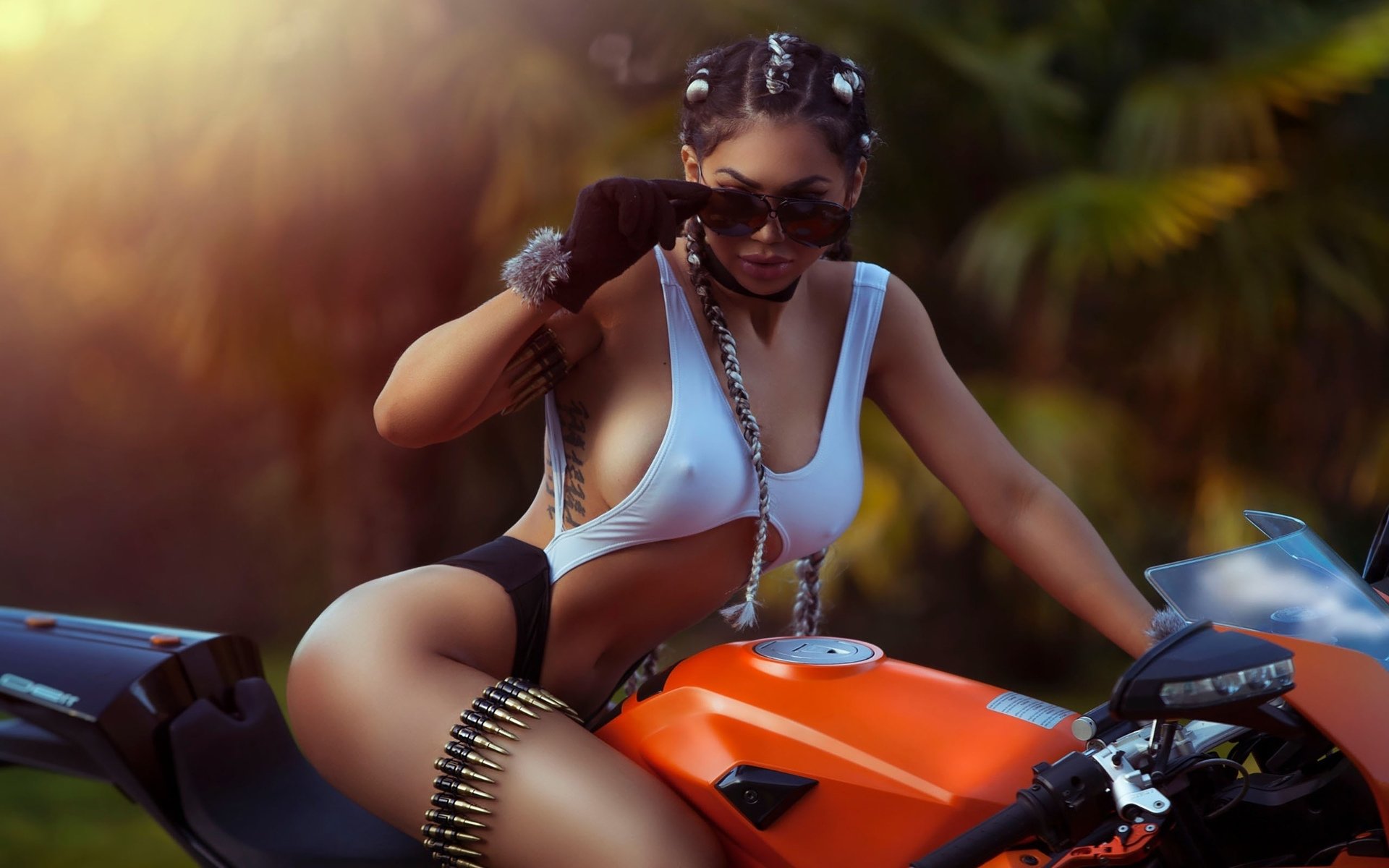 Girls with tattoos and motorcycles in Dnepr