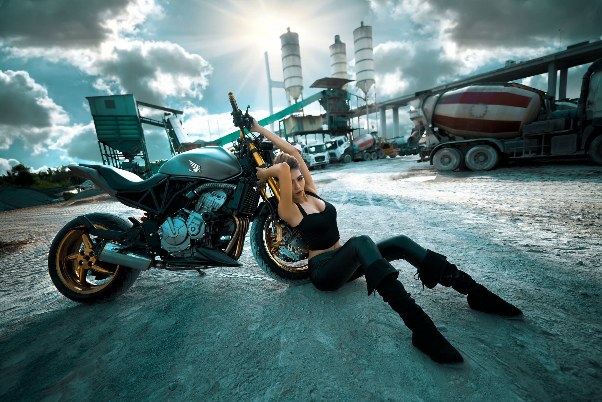 Girls with tattoos and motorcycles in Dnepr